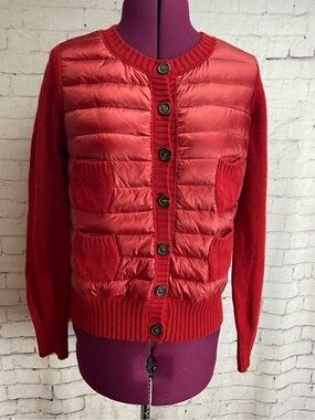 Moncler MAGLIONE TRICOT ALLA COREANA KNITTED HIGH NECK JUMPER red size medium